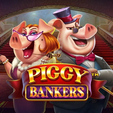 piggy bankers male and female pigs dressed as high society members