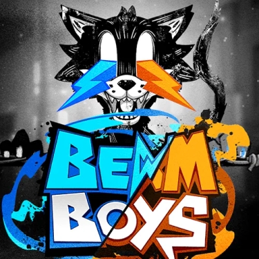 beam boys by hacksaw gaming cat with yellow and blue beams shooting from the eyes